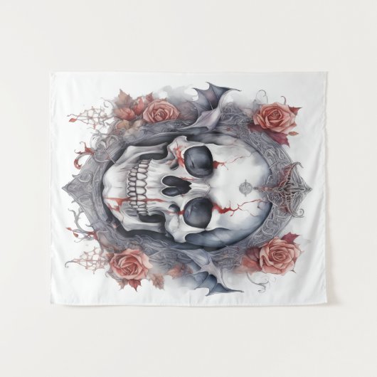Halloween Vampire Skull Art Wandteppich (Vorderseite (Horizontal))