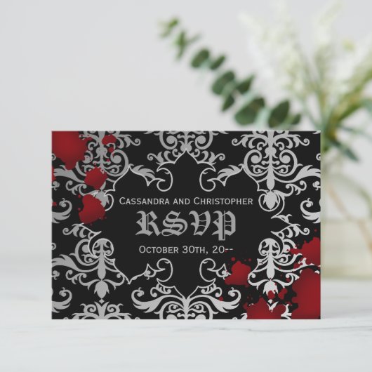 Halloween Vampire Thema Hochzeit RSVP (Stehend Vorderseite)