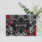 Halloween Vampire Thema Hochzeit RSVP Karte (Stehend Vorderseite)