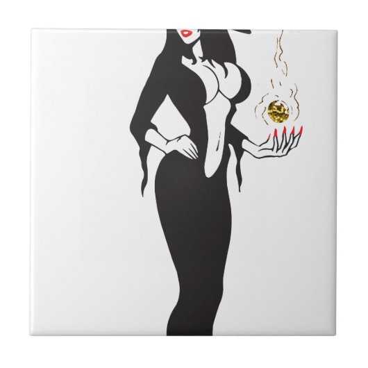 Halloween Vampirin Hexe Fliese (Vorderseite)