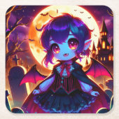 Halloween - Vampirmoonlit chibi Rechteckiger Pappuntersetzer (Vorderseite)