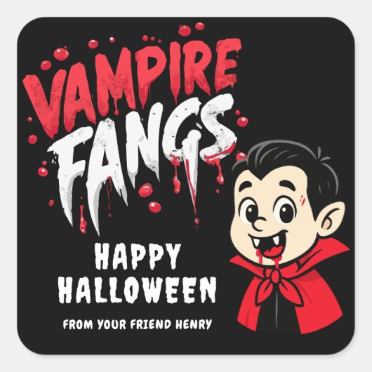 Halloween-Vampirzähne Quadratischer Aufkleber (Vorderseite)
