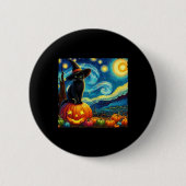 Halloween Van Gogh Starry Night Black Cat Hexa Ha Button (Vorderseite)