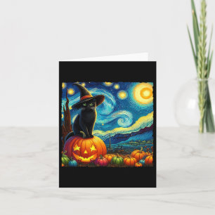 Halloween Van Gogh Starry Night Black Cat Hexa Ha Karte