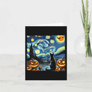 Halloween Van Gogh Starry Night Black Cat Karte