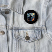 Halloween Van Gogh' Starry Night Black Cat Pumpkin Button (Beispiel)