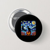 Halloween Van Gogh Starry Night Black Cat Pumpkins Button (Vorne & Hinten)