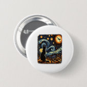 Halloween Van Gogh Starry Night Black Cat Pumpkins Button (Vorne & Hinten)