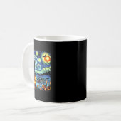 Halloween Van Gogh Starry Night Black Cat Pumpkins Kaffeetasse (Vorderseite Links)