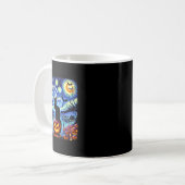 Halloween Van Gogh Starry Night Black Cat Pumpkins Kaffeetasse (Vorderseite Links)