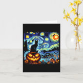 Halloween Van Gogh Starry Night Black Cat Pumpkins Karte (Gelbe Blume)