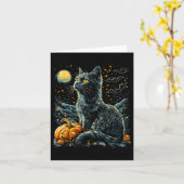 Halloween Van Gogh Starry Night Black Cat Pumpkins Karte (Gelbe Blume)