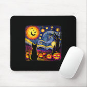 Halloween Van Gogh Starry Night Black Cat Pumpkins Mousepad (Mit Mouse)