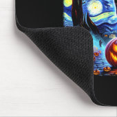 Halloween Van Gogh Starry Night Black Cat Pumpkins Mousepad (Ecke)