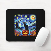 Halloween Van Gogh Starry Night Black Cat Pumpkins Mousepad (Mit Mouse)