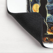 Halloween Van Gogh Starry Night Black Cat Pumpkins Mousepad (Ecke)