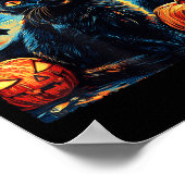 Halloween Van Gogh Starry Night Black Cat Pumpkins Poster (Ecke)