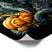 Halloween Van Gogh Starry Night Black Cat Pumpkins Poster (Ecke)