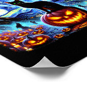 Halloween Van Gogh Starry Night Black Cat Pumpkins Poster (Ecke)