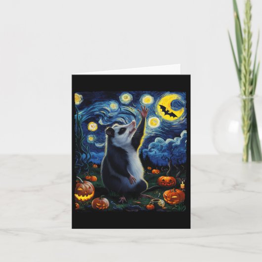 Halloween Van Gogh' Starry Night Opossum Pumpkins Karte (Vorderseite)