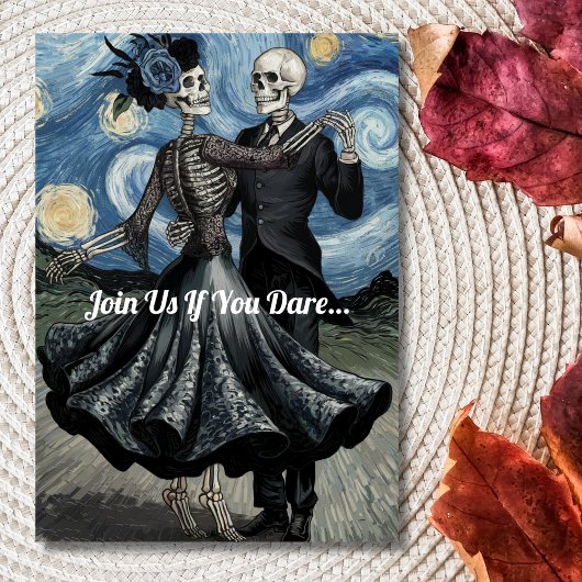 Halloween Van Gogh Starry Night Skeletts tanzen Einladung