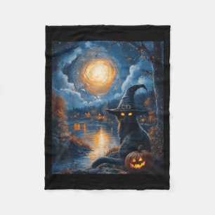 Halloween Van Gogh Sternennacht schwarze Katze Kür Fleecedecke