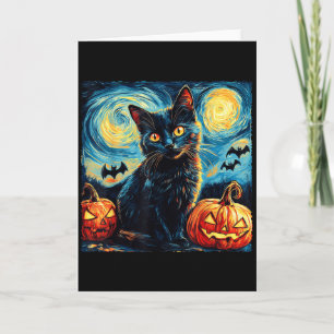 Halloween Van Gogh Sternennacht schwarze Katze Kür Karte