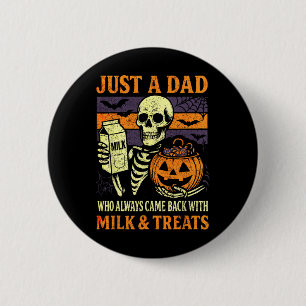 Halloween-Vater, der mit Milchprodukten Leckerei k Button