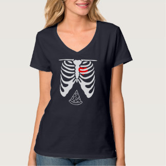 Halloween Vater Skeleton Pizza Belly Funny Pregnan T-Shirt