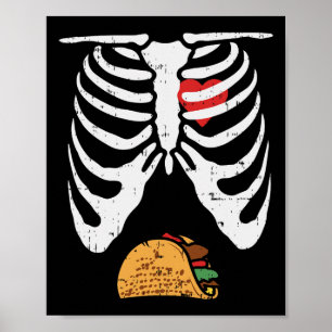 Halloween Vater Skeleton Taco Belly Fun Pregnancy Poster