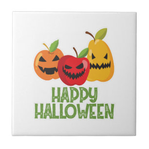 Halloween Vegan Frohes Halloween Kürbis Vegetarisc Fliese