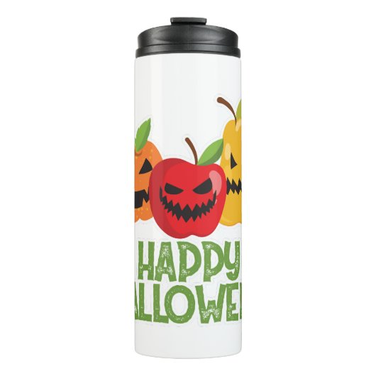 Halloween Vegan Happy Halloween Pumpkin Vegetarian Thermosbecher (Vorderseite)