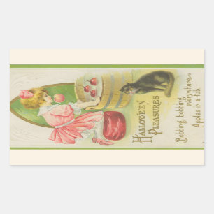 Hallowe'en Vergnügen Apfel-Bobbing Vintage Rechteckiger Aufkleber