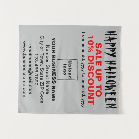 Halloween-Verkauf auf grauem Band Wandteppich (Vorderseite (Horizontal))