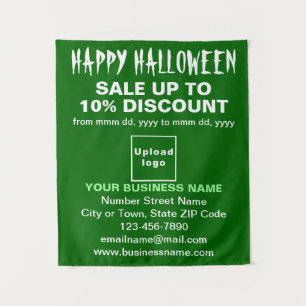 Halloween-Verkauf auf grünem Band Wandteppich