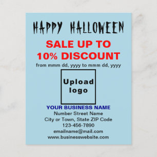 Halloween-Verkauf auf hellblauen Flyer
