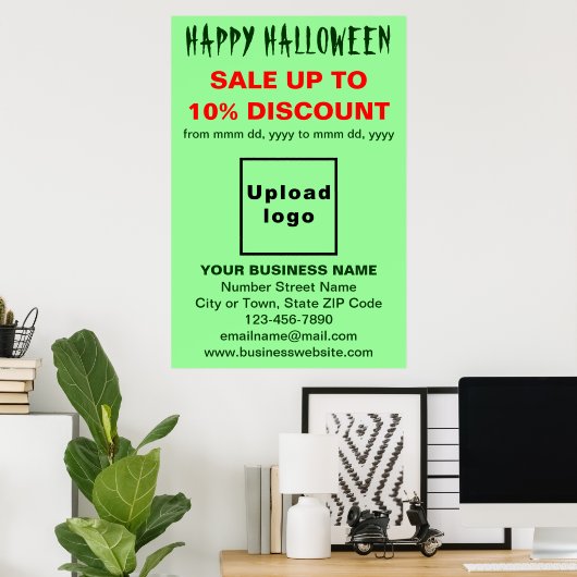 Halloween-Verkauf auf hellgrünem Poster (Heimbüro)