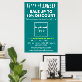 Halloween-Verkauf für Unternehmen auf Aquamarinem  Poster (Heimbüro)