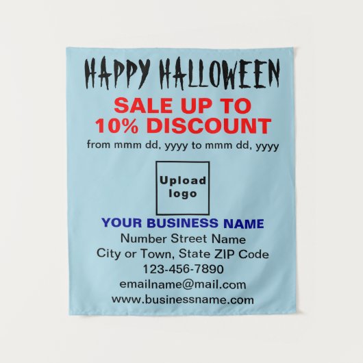 Halloween-Verkauf für Unternehmen auf hellblauen T Wandteppich (Vorderseite)