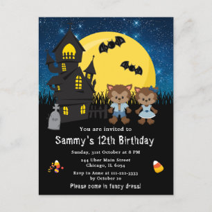 Halloween-Verkleidung Geburtstag Werwolf Blau Postkarte