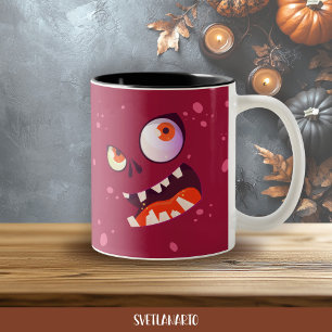 Halloween Verrückte Lila Monster Kaffeetasse