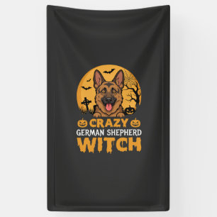 Halloween Verrücktes Deutsches Schäferhund Hexen D Banner
