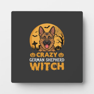 Halloween Verrücktes Deutsches Schäferhund Hexen D Fotoplatte
