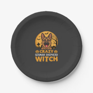 Halloween Verrücktes Deutsches Schäferhund Hexen D Pappteller