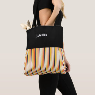 Halloween Vertikalstreifen Orange Schwarz Gold Nam Tasche