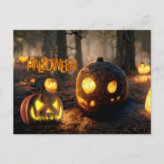 Halloween Very Scary Carved Pumpkins Postkarte