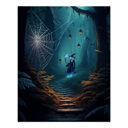 Halloween verzaubernder Spinnens Zauberer Poster (Vorderseite)
