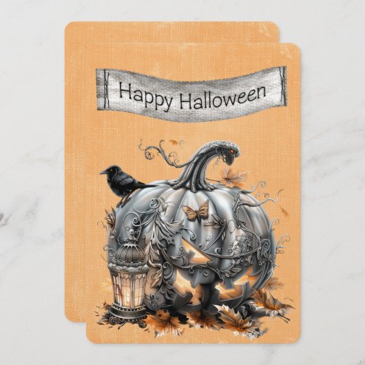 Halloween Verziert Steampunk Gray Pumpkin (Vorne/Hinten)