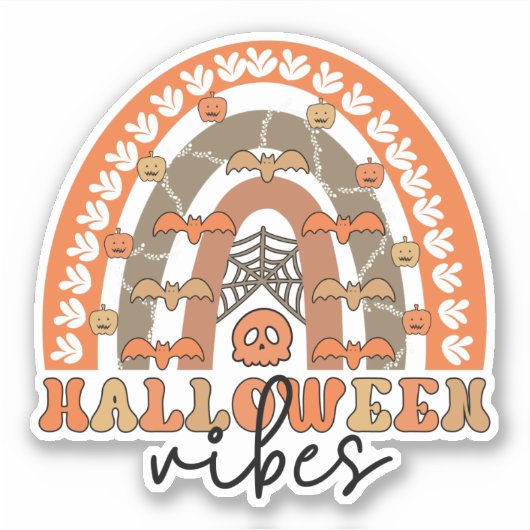 Halloween Vibes Boho Rainbow Fall Halloween Aufkleber (Vorderseite)