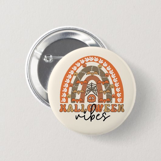 Halloween Vibes Boho Rainbow Fall Halloween Button (Vorne & Hinten)